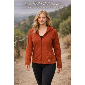 Rare Y2K VTG Patagonia Rhythm Stretch Hooded Jacket Burnt Orange Sz Large Retro